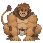 aggressive all_fours ankle_tuft anthro arm_tuft asian_clothing balls_outline brown_body brown_fur bulge claws clenched_teeth clothed clothing countershading crouching cute_fangs detailed_bulge east_asian_clothing elbow_tuft facial_hair fangs feet fundoshi fundoshi_only fur genital_outline handpaw hindpaw japanese_clothing leg_tuft male mane musclegut muscular muscular_male navel neck_tuft nipples paws pounce_pose pubes shoulder_tuft solo tail tail_tuft teeth topless tuft underwear underwear_only whiskers yellow_eyes incarnata ross_(rossciaco) felid lion mammal pantherine 1:1 hi_res