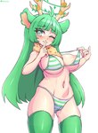 big_breasts bikini biped breasts clothing female green_hair hair nipples one_eye_closed solo swimwear teasing two-piece_swimsuit wink bebatch vshojo vtuber haruka_karibu animal_humanoid deer deer_humanoid humanoid mammal mammal_humanoid hi_res