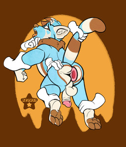 anthro anus backsack balls disembodied_hand gaping gaping_anus genitals ghost_hand male multiple_hands nude puffy_anus solo spreading tail tail_grab kyawei ailurid mammal red_panda absurd_res hi_res