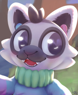 ambiguous_anthro ambiguous_gender anthro big_eyes blush cheek_tuft clothed clothed_ambiguous clothed_anthro clothing cute_fangs daww facial_tuft fangs fur grey_body grey_eyes grey_fur happy open_mouth open_smile smile solo sweater teeth tongue topwear tuft turtleneck white_body white_fur liet4649 here_comes_niko! mai_(here_comes_niko!) lemur mammal primate ring-tailed_lemur strepsirrhine 2023 digital_media_(artwork) hi_res portrait signature