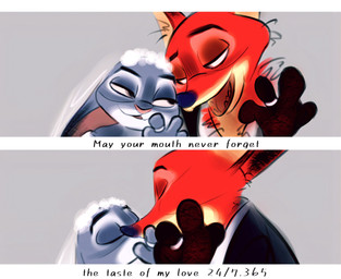 anthro anthro_on_anthro brown_body brown_fur clothed clothing digit_ring eyes_closed female fur grey_body grey_fur interspecies jewelry kissing long_ears male male/female married_couple multicolored_body multicolored_fur narrowed_eyes open_mouth predator/prey red_body red_fur ring simple_background tan_body tan_fur teeth text wedding_ring wedding_veil nibkman0304 disney zootopia judy_hopps nick_wilde canid canine european_rabbit fox lagomorph leporid mammal oryctolagus rabbit red_fox true_fox comic english_text hi_res letterbox