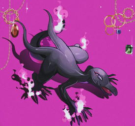 ambiguous_gender fangs feral gem grey_body grey_skin jewelry looking_at_viewer narrowed_eyes open_mouth purple_eyes simple_background solo tail teeth tongue mmocc123 nintendo pokemon generation_7_pokemon pokemon_(species) salazzle scalie 2025 hi_res female_(lore)