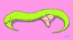 bedroom_eyes feral fur genitals green_body green_fur humanoid_genitalia humanoid_genitalia_on_feral humanoid_penis male narrowed_eyes penis pink_background seductive simple_background solo zigmenthotep squirmle worm 2022 digital_drawing_(artwork) digital_media_(artwork) hi_res signature