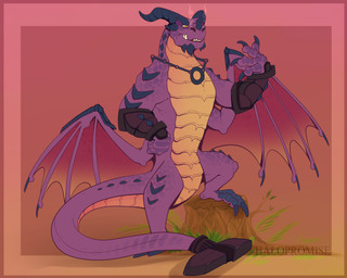 anthro armor beard black_body black_horn black_scales clothing eyebrows facial_hair facial_horn facial_spikes fangs gauntlets gloves gradient_background hand_on_hip handwear horn jewelry looking_down male markings membrane_(anatomy) muscular muscular_arms necklace purple_body purple_scales red_membrane scales sharp_teeth simple_background smoke smoke_from_nose solo spiked_tail spikes spikes_(anatomy) spots spotted_body spotted_scales standing tail tan_body tan_scales teeth thick_eyebrows tree_stump underbite wings yellow_eyes conditional_dnp halopromise activision mythology spyro_reignited_trilogy spyro_the_dragon ragnar_(spyro) rescued_dragons_(spyro) dragon mythological_creature mythological_scalie reptile scalie 2019 5:4 hi_res