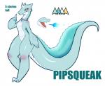 anthro bell big_hands big_tail black_sclera blue_body blue_skin blush collar female fire horn nude simple_background solo tail thick_tail thick_thighs white_background yellow_eyes redrabbu pipsqueak_(redrabbu) kaiju scalie model_sheet