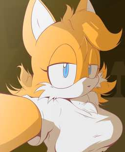 anthro blue_eyes clothing crossgender female fur hair messy_hair morning mtf_crossgender simple_background solo tired white_body white_fur breadinatoarts sega sonic_the_hedgehog_(series) miles_prower canid canine fox mammal hi_res