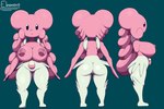 anthro big_breasts blissey breasts butt egg eleonora_(masquerade_celes) female front_view generation_2_pokemon genitals greepurl hi_res nintendo nipples nude pink_body pink_nipples pokemon pokemon_(species) pussy rear_view side_view simple_background smile solo white_legs