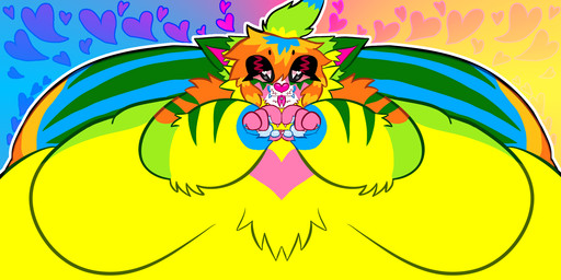 ambiguous_gender anthro belly big_breasts big_butt blobby breasts butt double_chin facial_hair fat_arms fat_belly female forked_tongue heart_nose heart_symbol morbidly_obese obese overweight solo sparklefur stripes tongue luckyfractal777 dragon_smoking_weed canid canine canis coyote mammal hi_res