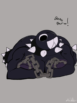 chain collar cuffs_(clothing) female nipple_piercing nipples percings piercing scar solo spiked_collar spikes ails mario_bros nintendo chain_chomp absurd_res hi_res