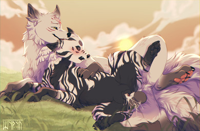 animal_genitalia animal_penis animal_vulva balls black_body black_ears black_fur black_inner_ear black_markings black_nose black_tail black_tip_tail black_tipped_ears bodily_fluids brown_eyes canine_genitalia canine_penis canine_vulva cheek_tuft cloud cum cum_from_vagina cum_in_vagina cum_inside cum_while_penetrated demonic duo ejaculation erection facial_markings facial_tuft female female_feral female_penetrated feral feral_on_feral feral_penetrated feral_penetrating feral_penetrating_feral fluffy fluffy_tail fur genital_fluids genitals gloves_(marking) happy head_markings knot knot_root knotted_penis knotting leg_markings love lying male male/female male_feral male_penetrating male_penetrating_female markings multi_eye multi_tail multicolored_body multicolored_ears multicolored_fur on_another open_mouth penetration penile penile_penetration penis sex simple_background size_difference sky smaller_penetrated smile socks_(marking) spread_legs spreading striped_body striped_fur striped_markings stripes sunset tail tail_tuft tuft tufted_fur two_tone_body two_tone_ears two_tone_fur two_tone_tail vaginal vaginal_knotting vaginal_penetration white_body white_fur shyryp mythology feir_kitsune tyavka_(fairpozitive) canid canine demon fox fox_spirit mammal mythological_creature absurd_res digital_media_(artwork) hi_res portrait