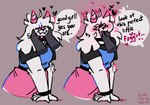 anthro aroused blush bottomwear clothing dirty_talk disembodied_hand duo female fur good_girl grey_background hair headpat heart_eyes heart_symbol holding_tongue homophobic_slur horn pink_horn simple_background skirt speech_bubble text tongue_grab white_body white_fur white_hair pinkshinyhorns nier_(pinkshinyhorns) bovid caprine goat mammal 2023 digital_drawing_(artwork) digital_media_(artwork) english_text trans_(lore) trans_woman_(lore)