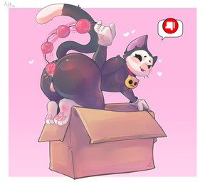 anal anal_beads anal_beads_in_ass anal_penetration anthro big_butt box butt collar collar_only container femboy huge_butt looking_at_viewer male nude object_in_ass on_box paws penetration sex_toy sex_toy_in_ass sex_toy_insertion simple_background solo thick_thighs 4uka brawl_stars supercell_(company) kit_(brawl_stars) domestic_cat felid feline felis mammal absurd_res hi_res