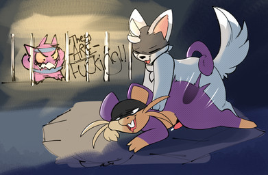 anal anal_penetration arm_pull bodily_fluids doggystyle drooling duo feral from_behind_position male male/male mask penetration prison prison_cell prison_guard_position saliva sex ashfordkingston nintendo pokemon thief_minccino generation_1_pokemon generation_5_pokemon gengar minccino pokemon_(species) rattata absurd_res hi_res