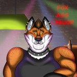 alternative_fashion anthro bar beverage_bottle clothed clothing collar ear_piercing facial_piercing male nose_piercing piercing slightly_muscular solo spiked_collar spikes sunflower_fox canid canine fox mammal 1:1 hi_res