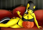 anthro between_breasts big_breasts bra breasts clothed clothing female jack-o'-lantern object_between_breasts panties solo underwear huckser hasbro my_little_pony fan_character earth_pony equid equine horse mammal pony hi_res