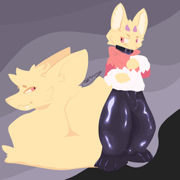 2_horns 4_arms abstract_background ambiguous_gender anthro big_tail biped black_bottomwear black_clothing black_collar black_latex bottomwear bulge clothed clothing collar duo feet femboy feral fluffy fluffy_tail fur glistening glistening_clothing hair hoodie horn inner_ear_fluff jacket latex latex_clothing latex_legwear latex_skinsuit legwear living_tail looking_at_viewer male male_anthro monotone_body multi_arm multi_limb pants paws pink_clothing pink_eyes pink_horn purple_eyes purple_horn red_clothing red_eyes red_hoodie red_topwear simple_background skinsuit smile solo standing sweater tail tail_head tail_mouth tan_body tan_fur tight_clothing toes topwear tuft unusual_anatomy unusual_tail white_body white_clothing white_topwear yellow_body yellow_fur k441z mythology lenya_(miho) canid canine canis dragon furred_dragon furred_scalie hybrid mammal mythological_creature mythological_scalie scalie zorgoia 1:1 hi_res