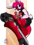 cybernetic_leg cybernetic_limb fingers hair lidded_eyes long_ears narrowed_eyes pink_hair tail fenriz278 cherry_lee_(wonderwaffle93) lagomorph leporid mammal rabbit 3:4 absurd_res digital_media_(artwork) hi_res portrait