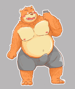anthro belly brown_body brown_fur bulge clothing detailed_bulge electronics fur genital_outline humanoid_hands kemono male moobs navel nipples overweight overweight_anthro overweight_male penis_outline phone simple_background solo underwear andikapatok bear mammal 2015 hi_res