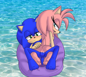 anthro anus balls blue_body blue_fur blush bodily_fluids breasts butt duo erection feet female female_penetrated from_front_position fur genital_fluids genitals green_eyes hair half-closed_eyes hand_on_butt inflatable looking_back lying male male/female male_penetrating male_penetrating_female narrowed_eyes nude on_back open_mouth penetration penile penile_penetration penis pink_body pool_float pool_toy sex smile spread_legs spreading swimming_pool tail toes vaginal vaginal_penetration vulva water angelofhapiness sega sonic_the_hedgehog_(series) amy_rose sonic_the_hedgehog eulipotyphlan hedgehog mammal digital_media_(artwork) hi_res
