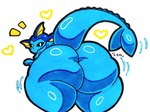 anthro big_butt black_sclera blue_body blue_scales blush blush_stickers butt ear_fins eyelashes female fin fish_tail heart_symbol huge_butt looking_at_viewer looking_back looking_back_at_viewer nude presenting rear_view scales simple_background solo thick_thighs white_background white_eyes wide_hipped_female wide_hips mr_ctm nintendo pokemon eeveelution generation_1_pokemon pokemon_(species) vaporeon 4:3 hi_res