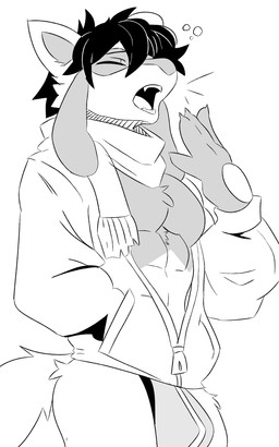 abs anthro black_hair bulge clothed clothing eyes_closed fluffy fluffy_chest hair hand_in_front_of_mouth hand_in_pocket hoodie jockstrap male muscular muscular_anthro muscular_male open_mouth partially_clothed pecs pockets scarf simple_background solo tail topwear underwear unzipped unzipped_hoodie yawn zipper zipper_topwear lucario_suki nintendo pokemon generation_4_pokemon pokemon_(species) riolu hi_res monochrome sketch