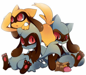 ambiguous_gender anthro bag bread eating feet food group hindpaw pawpads paws red_eyes simple_background sitting tail white_background young young_anthro toumitu nintendo pokemon canid canine generation_4_pokemon mammal pokemon_(species) riolu shiny_pokemon