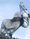 4_toes anthro black_clothing black_footwear black_socks blue_eyes bodily_fluids clothing cloud dirty dirty_clothing dirty_feet dirty_socks feet female foot_fetish foot_focus footwear hair humanoid_feet landscape_dwarfing legwear macro nails plantigrade sky sock_fetish socks soles solo stirrup_legwear stirrup_socks stirrup_stockings stockings sweat sweaty_feet toeless_footwear toeless_legwear toeless_socks toeless_stockings toeless_thigh_highs toes white_body white_hair solutionwcs portico_(solutionwcs) bovid caprine goat mammal hi_res