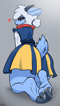anthro biped blue_body blush bottomwear butt clothed clothing cloven_hooves duo extreme_size_difference feet female female_anthro foot_fetish foot_focus foot_play fur hair hoof_fetish hoof_focus hooves horn interspecies larger_anthro larger_female larger_kneeling macro macro_anthro macro_female male male/female micro plantigrade simple_background size_difference skirt smaller_human smaller_lying smaller_male smaller_on_hoof smile solo_focus tail underhoof drunkarcher deltarune undertale_(series) elnina_(deltarune) blank_humanoid bovid caprine darkner elemental_creature elemental_humanoid human humanoid mammal sheep colored digital_media_(artwork) hi_res