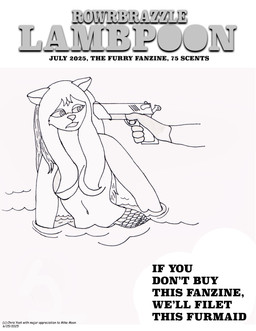 anthro duo female female_focus furmaid gun handgun moon parody pistol ranged_weapon rowrbrazzle solo_focus split_form text weapon bondofox_(artist) bondofox aquatic merfolk english_text hi_res
