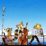 anthro bongo_drum bowed_string_instrument double_bass drum group keyboard_instrument melodica musical_instrument percussion_instrument sea street_lamp string_instrument water wind_instrument katnay avian bird mammal parrot procyonid raccoon 1:1 digital_media_(artwork) hi_res