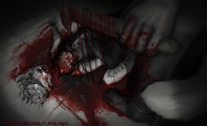 ambiguous_gender anthro billhook blood blood_drip blood_puddle blood_stain bodily_fluids butchery celain cleaver_(weapon) cross_section death decapitation dominant dominant_female dripping duo female gore killing male male/ambiguous male/female male_death melee_weapon severed_body_part severed_head snuff tile weapon schiavonesca cryotaiga canid canine cross_fox european_red_fox felid fox hybrid mammal pantherine red_fox snow_leopard tiger true_fox