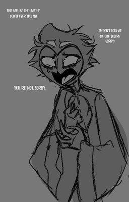 anthro bodily_fluids crying dialogue grey_background male sad simple_background solo standing tears text white_text yelling teathekook hellaverse helluva_boss stolas_(helluva_boss) avian bird owl owl_demon hi_res monochrome