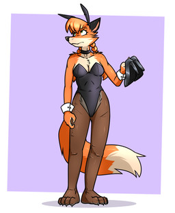 4_toes annoyed anthro biped black_clothing black_ears black_footwear black_high_heels black_nose black_shoes bodysuit border braided_hair breasts brown_clothing brown_leggings brown_legwear bunny_costume choker claws cleavage clothed clothed_anthro clothed_female clothing costume countershade_face countershade_feet countershade_fur countershade_hands countershade_neck countershade_torso countershading dipstick_tail eyebrows eyelashes fake_ears fake_rabbit_ears feet female female_anthro fingers footwear freckled_face freckled_shoulders freckles front_view fur green_eyes grey_bodysuit grey_choker grey_clothing grey_jewelry grey_leotard grey_necklace grey_skinsuit hair high_heels holding_clothing holding_footwear holding_object holding_shoes humanoid_hands iris jewelry leggings legwear leotard long_hair long_tail looking_away looking_up markings medium_breasts monotone_hair mouth_closed multicolored_body multicolored_fur necklace orange_body orange_eyebrows orange_fur orange_hair orange_tail outside_border pantyhose pigtails pink_inner_ear plantigrade pupils purple_background shirt_cuffs shoeless shoes simple_background skinsuit slim slim_anthro slim_female snout solo tail tail_markings tan_body tan_breasts tan_countershading tan_fur tan_markings tan_tail_tip tight_clothing toe_claws toes translucent translucent_clothing translucent_leggings translucent_legwear twin_braids white_border white_sclera ryofox630 patricia_mac_sionnach canid canine fox mammal english_description full-length_portrait hi_res portrait shaded