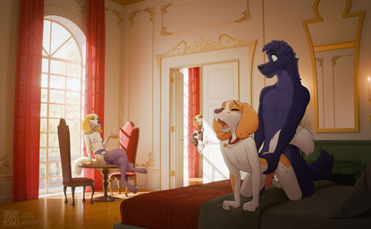 4_fingers all_fours anal anal_penetration animal_genitalia animal_penis annoyed anthro anthro_on_anthro anthro_penetrated anthro_penetrating anthro_penetrating_anthro anthrofied arched_back arm_support backward_arm_support baroque_architecture bed bed_sheet bedding being_watched biped black_nose bodily_fluids breasts brown_ears brown_eyebrows brown_eyes brown_nose canine_genitalia canine_penis chair cigarette_holder clothing collar collar_only countershade_face countershade_fur countershade_neck countershade_torso countershading crossed_legs curtains day digitigrade doggystyle door duo_focus erection eyebrows eyes_closed female female_anthro fingers floor floppy_ears from_behind_position fur furniture gay_in_front_of_girls genital_fluids genitals group hair hip_grab holding_object inside interspecies kneeling kneeling_on_bed knot knotted_penis legwear light lingerie looking_at_another looking_pleasured lop_ears male male/male male_anthro male_focus male_penetrated male_penetrating male_penetrating_male mostly_nude mostly_nude_anthro mostly_nude_female mouth_closed multicolored_body multicolored_fur narrowed_eyes nude nude_anthro nude_male obscured_penetration on_bed on_table open_mouth orange_body orange_ears orange_fur penetration penile penile_penetration penis penis_in_ass pillow pink_nose pink_penis pink_tongue pounding_ass precum precum_squirt purple_body purple_clothing purple_fur purple_hair purple_legwear purple_stockings purple_thigh_highs red_collar sex sex_on_bed short_hair sitting sitting_on_table slim slim_anthro slim_female slim_male small_breasts smile stockings sunlight table tail teeth thigh_highs thrust_lines thrusting tongue two_tone_body two_tone_fur voyeur wall_(structure) white_body white_fur white_sclera white_tail window yellow_body yellow_ears yellow_fur zaush belfort_and_lupin belfort_(belfort_and_lupin) diane_(belfort_and_lupin) lupin_(belfort_and_lupin) ponne_(belfort_and_lupin) tane_(belfort_and_lupin) bird_dog canid canine canis domestic_dog french_spaniel hunting_dog hybrid mammal spaniel wolfdog 2025 dated english_description hi_res brother_(lore) brother_and_sister_(lore) daughter_(lore) incestuous_voyeur_(lore) mother_(lore) mother_and_child_(lore) mother_and_daughter_(lore) mother_and_son_(lore) parent_(lore) parent_and_child_(lore) parent_and_daughter_(lore) parent_and_son_(lore) sibling_(lore) sister_(lore) sisters_(lore) son_(lore)