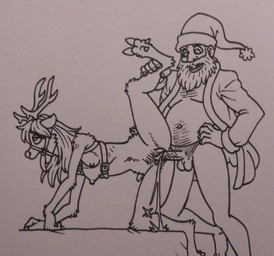 ahegao anthro antlers balls beard belly belt bodily_fluids body_hair bottomless bottomless_male breasts christmas_clothing christmas_headwear clothed clothing cum duo ejaculation facial_hair female fur genital_fluids genitals hair hand_on_hip harness hat headgear headwear holidays hooves horn human_on_anthro interspecies leg_glider_position leg_grab long_hair looking_pleasured male male/female mostly_nude mostly_nude_human mostly_nude_male navel nipples nude nude_anthro nude_female orgasm orgasm_face penetration penis pivoted_ears pubes raised_leg santa_coat santa_hat sex slim slim_anthro slim_female snout spread_legs spreading tongue tongue_out vaginal vaginal_fluids vaginal_penetration vaginal_squirting vaginal_squirting_while_penetrated vulva spacewhaleworship christmas rue_(the-minuscule-task) santa_claus cervine deer human mammal new_world_deer reindeer 2025 hi_res marker_(artwork) traditional_media_(artwork)