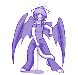 5_fingers anthro blush bodily_fluids clothed clothing drunk exclamation_point female fingers fully_clothed fur genital_fluids hair holding_crotch looking_at_self looking_down omorashi peeing simple_background solo standing substance_intoxication urine urine_pool watersports wetting white_background wings frmcast351 lucy_(frmcast351) demon felid mammal 2018 absurd_res blue_and_white digital_media_(artwork) hi_res monochrome sketch