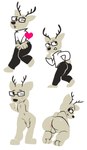 anthro anus balls blowing_kiss butt clothing embarrassed eyewear eyewear_only foreskin genitals glasses glasses_only heart_symbol male nude on_model paws penis pose shy simple_background solo style_emulation sweater topwear wearing_glasses anormaluser kakukaku_shikajika_(daihatsu_motors) deer mammal absurd_res hi_res multiple_images