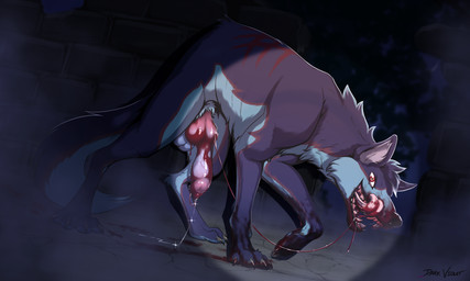 animal_genitalia animal_penis balls blood blood_in_mouth blood_on_mouth blood_on_penis bodily_fluids canine_genitalia canine_penis claws erection feet feral front_view fur genitals gore licking licking_lips looking_at_viewer male outside penis saliva smile solo standing tail teeth toes tongue tongue_out dark_violet canid canine canis mammal wolf 2026 5:3 digital_drawing_(artwork) digital_media_(artwork) hi_res