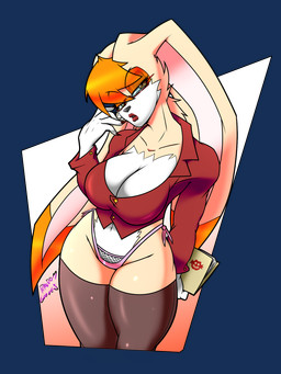 anthro big_breasts black_clothing black_legwear black_thigh_highs breasts brown_eyes cleavage clothed clothed_anthro clothed_female clothing colored_nails eyewear female fingernails fur glasses hair holding_file_folder legwear lips lipstick long_ears makeup mature_anthro mature_female multicolored_body multicolored_fur nails office_lady orange_hair panties pink_clothing pink_panties pink_underwear red_clothing red_fingernails red_lipstick red_nails red_shirt red_topwear shirt solo tan_body tan_fur thick_lips thick_thighs thigh_highs topwear two_tone_body two_tone_fur underwear wearing_glasses white_body white_fur randomgloves eggman_logo sega sonic_the_hedgehog_(series) vanilla_the_rabbit lagomorph leporid mammal rabbit 2022 3:4 alpha_channel hi_res