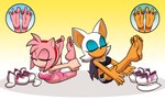 5_toes anthro barefoot black_nails boat_pose clothed clothing colored_nails duo feet female foot_focus footwear nails pink_body red_nails shoes shoes_removed socks socks_removed soles toes yoga lettuce_(artist) sega sonic_the_hedgehog_(series) amy_rose rouge_the_bat bat eulipotyphlan hedgehog mammal 2025 absurd_res hi_res