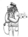 air_force anthro biped bottomwear clothing crossed_arms front_view hair hat headgear headwear jacket looking_aside male mane mane_hair mature_anthro mature_male military military_base military_uniform outside pants scarf solo stairs standing tail tail_tuft topwear tower tuft uniform united_states_of_america leonidae felid lion mammal pantherine graphite_(artwork) monochrome shaded traditional_media_(artwork)