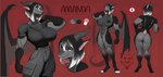 abs anthro biceps big_breasts big_muscles black_body black_hair black_horn black_nipples black_scales bottomwear breasts butt cargo_pants clothed clothing female forked_tongue grey_body grey_eyes grey_scales hair horn huge_breasts innie_penis looking_at_viewer multicolored_body multicolored_hair multicolored_scales muscular muscular_anthro muscular_female navel nipples nude pants pupils purple_sclera scales shirt short_hair simple_background slit_pupils smile solo t-shirt tail tight_clothing tight_shirt tight_topwear tongue tongue_out topwear triceps two_tone_hair vulva white_hair wings wetsealky european_mythology mythology amanda_whitaker dragon mythological_creature mythological_scalie scalie western_dragon absurd_res hi_res model_sheet