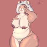 anthro big_breasts big_butt breasts butt elderly elderly_female female fupa genitals grey_hair hair hand_on_breast mature_female nipples one_eye_closed plump_labia pubes pussy slightly_chubby slightly_chubby_anthro slightly_chubby_female solo wide_hips wink cosmosarts hebokun bear mammal 1:1 absurd_res hi_res