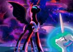 female feral horn pupils slit_pupils sparkles wings chilllum equum_amici light262 friendship_is_magic hasbro my_little_pony mythology nightmare_moon_(mlp) princess_celestia_(mlp) princess_luna_(mlp) equid equine mammal mythological_creature mythological_equine unicorn winged_unicorn 2017 animated animated_comic comic digital_media_(artwork) shaded short_playtime