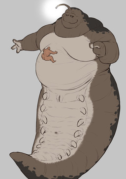 animal_genitalia anthro anus duo extreme_size_difference genital_slit genitals larger_anthro larger_male male male/male male_anthro male_human nude size_difference smaller_human smaller_male smile othukimi alien gastropod human mammal mollusk slug hi_res