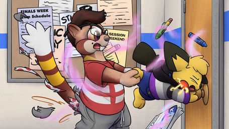 against_door against_surface ambiguous_gender asexual_pride_colors board book bottomwear buckteeth cheek_pouches clothing crayon dipstick_tail door door_handle doorknob duo eyes_closed eyewear falling_book feral flying_object glasses grey_bottomwear grey_clothing grey_pants hair head_tuft hoodie inside lgbt_pride long_tail markings pants polka_dot_underwear pride_colors sparks stripes tail tail_markings teeth text topwear torn_bottomwear torn_clothing torn_underwear transformation transformation_through_magic tuft underwear wearing_glasses white_tail_tip yellow_body yellow_stripes crizbn nintendo pokemon chris_(crizbn) generation_2_pokemon generation_5_pokemon human mammal pichu pokemon_(species) watchog 16:9 2025 english_text hi_res widescreen
