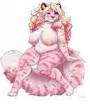 anthro belly big_belly big_breasts blonde_hair blue_eyes breasts eyelashes female fur hair huge_breasts looking_at_viewer markings mouth_closed multicolored_hair nude one_eye_closed overweight overweight_anthro overweight_female pink_body pink_fur pink_hair simple_background solo striped_arms striped_legs striped_markings striped_tail stripes tail tail_markings two_tone_hair white_background white_body white_fur tiggybloom marzipan_(spottedtigress) felid mammal pantherine tiger 2019 dated hi_res signature