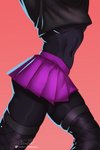 anthro black_body bottomwear clothing crop_top femboy legwear male pose prosthetic shirt skirt solo stockings teasing topwear deyati suerte deity domestic_cat felid feline felis mammal 2:3 absurd_res hi_res pinup