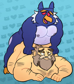 age_difference anal anthro anthro_penetrating bite biting_lip body_hair chest_hair cross-eyed duo hairy human_on_bottom leaning leaning_forward looking_pleasured lying male male/male nude nude_anthro nude_human older_male on_front overweight overweight_anthro overweight_human overweight_male pattern_background penetration simple_background anukkyt denis_damocles_(miraculous_ladybug) pen-pen_(rawk-hawpper) avian bird crested_penguin human mammal penguin rockhopper_penguin hi_res