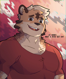 anthro brown_eyes clothing fur hair looking_at_viewer male multicolored_body multicolored_fur muscular muscular_anthro muscular_male pecs shirt sky smile smiling_at_viewer solo standing striped_body stripes sunset teeth topwear two_tone_body two_tone_fur smallboinoah felid mammal pantherine tiger 5:6 hi_res
